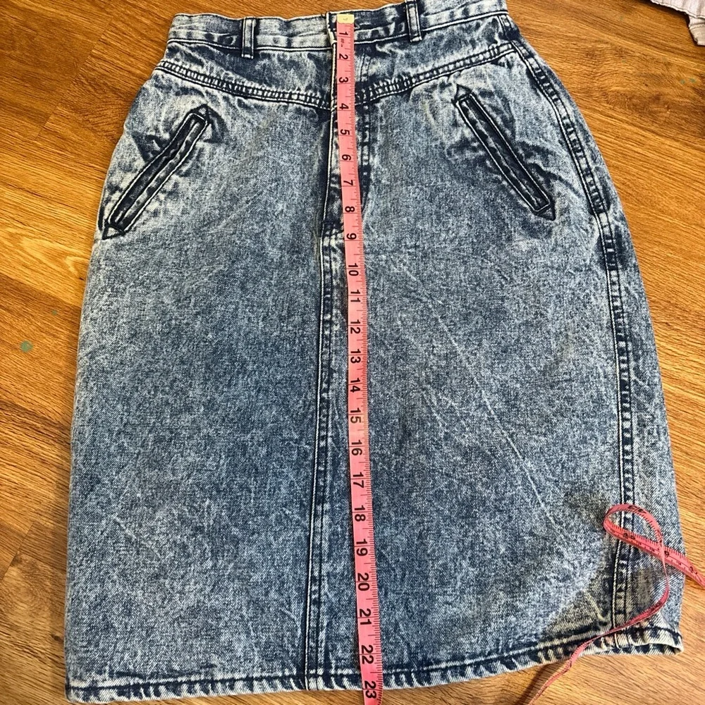 Vintage 80s Mizz Lizz Acid Wash Denim Skirt - Picture 7 of 7